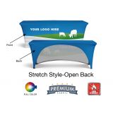 Open-Back Premium Custom Stretch Table Cover - Flame Retardant